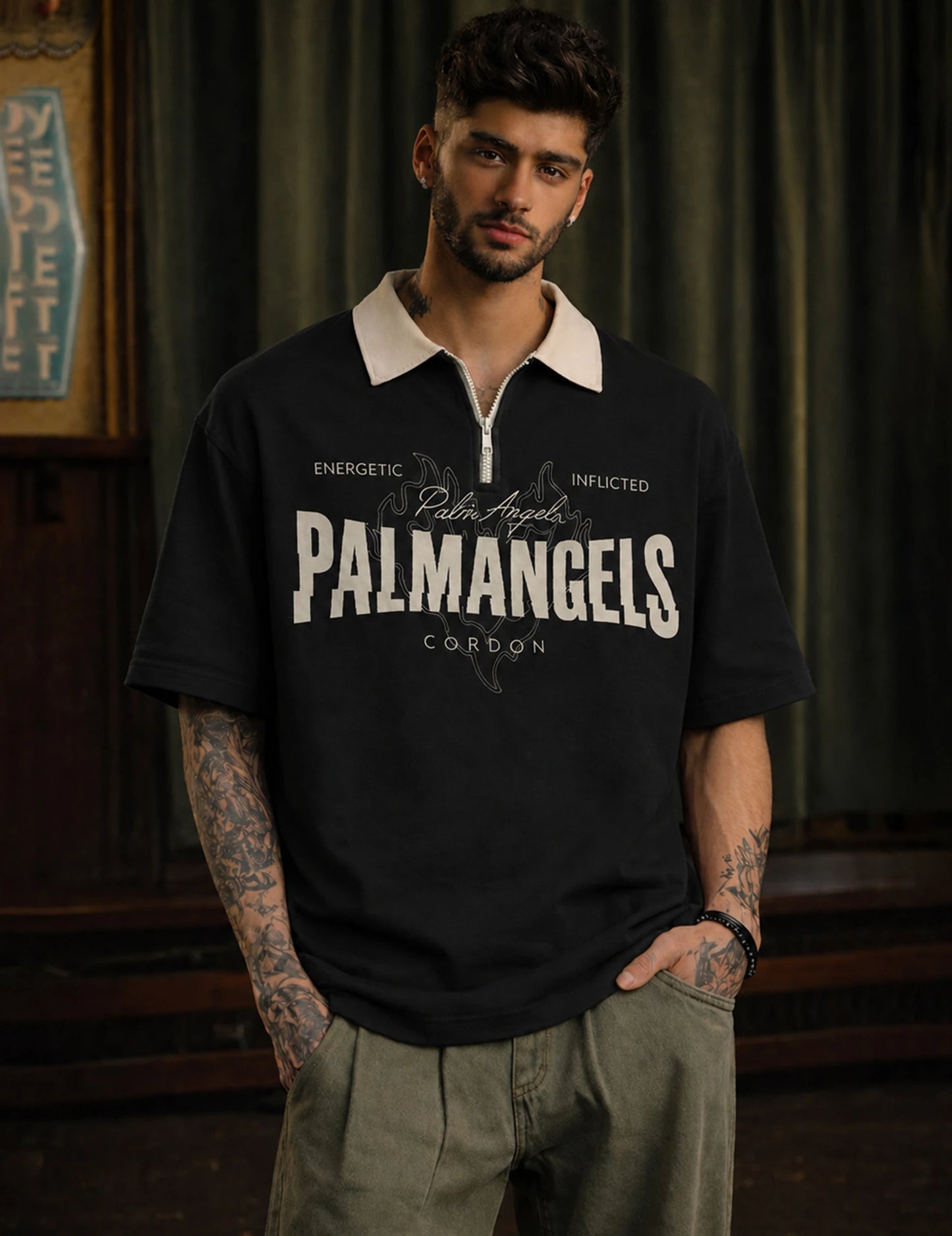 Force Signature Zip-Neck T-Shirt — Premium Black Edition